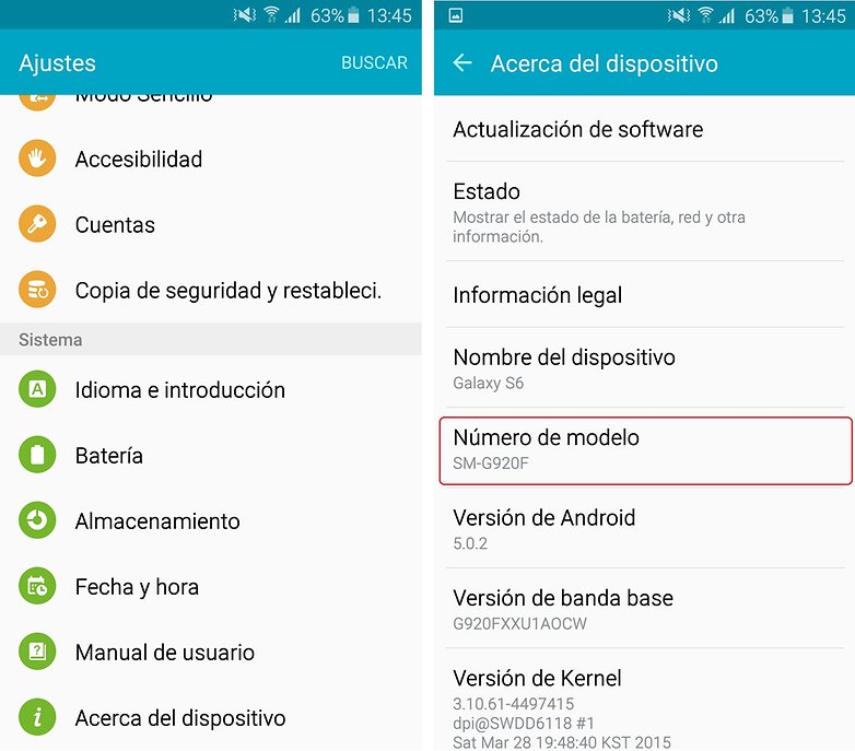 numero modelo androidpit