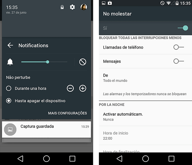 no molestar android l