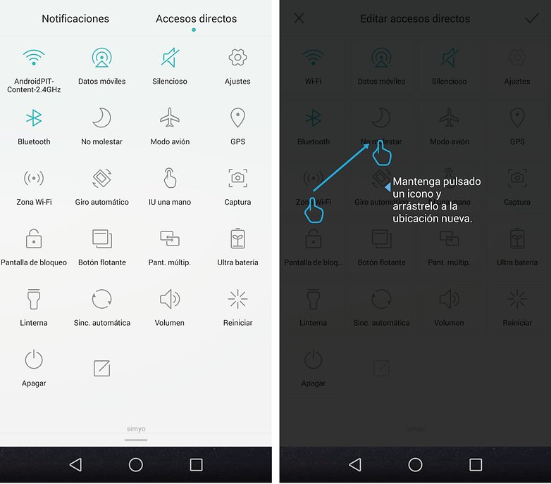 ajustes rapidos honor 6