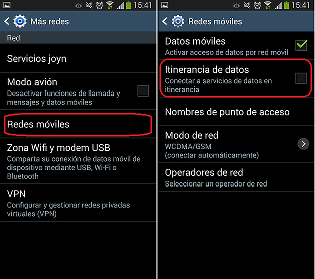 desactivar roaming