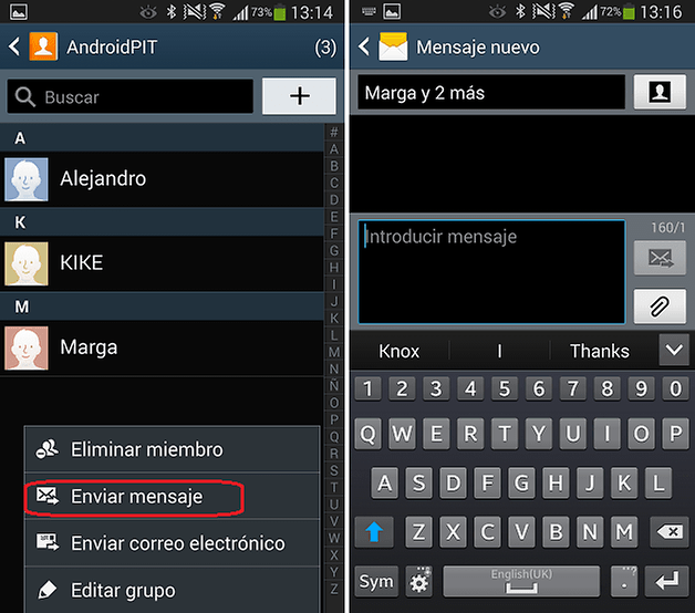 gestionar grupo samsung galaxy s4 5