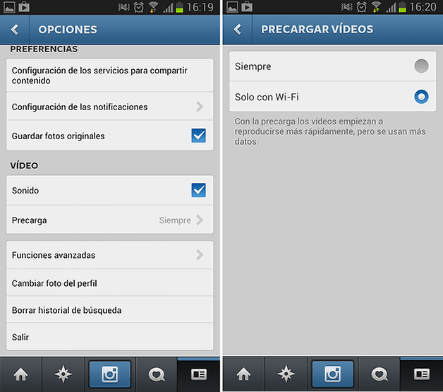 silenciar videos instagram