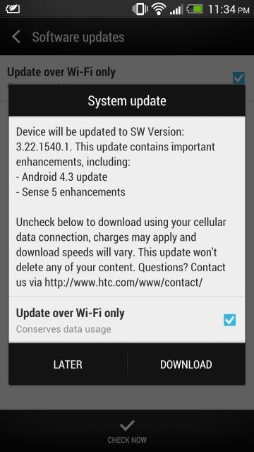 htc one android 4 3