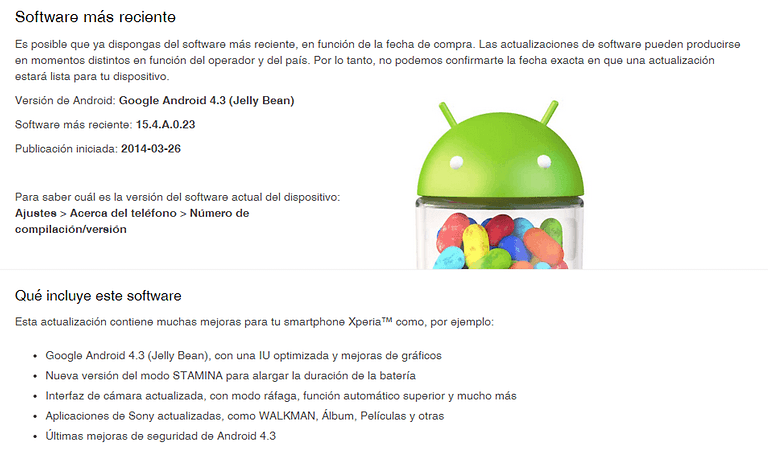 xperia m android 4 3