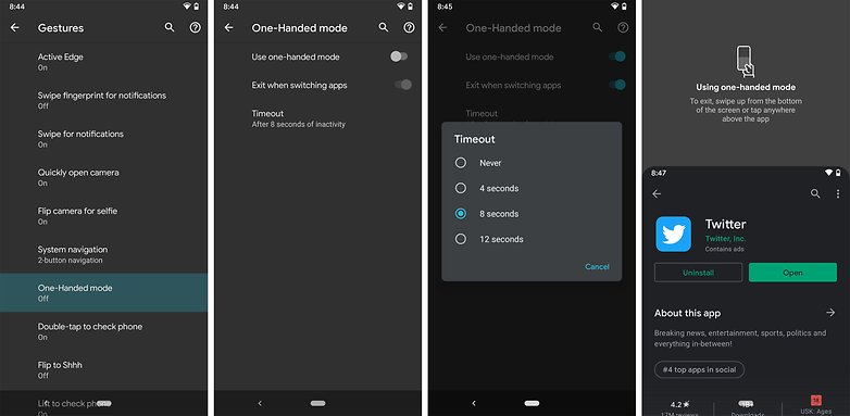 Android 12 dp2 one handed mode