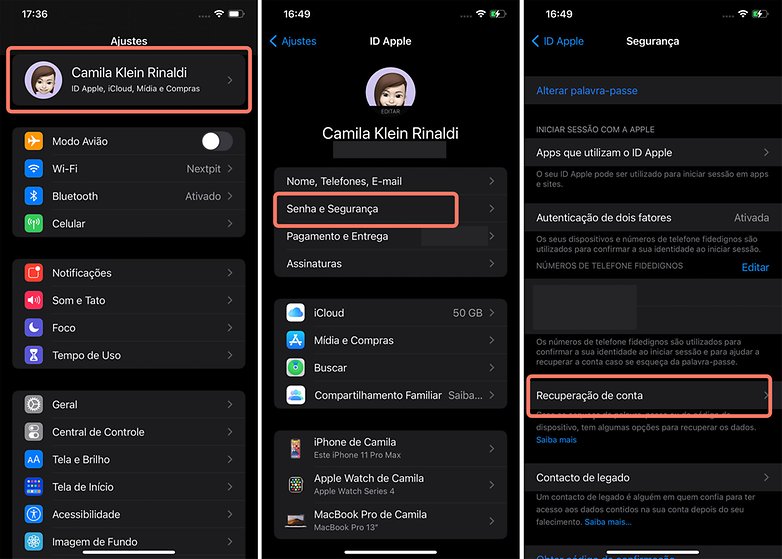 Contato recuperacao conta ios 15 01