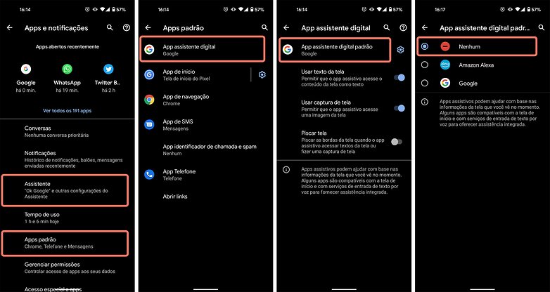 Desativar Google Assistente botao ativacao