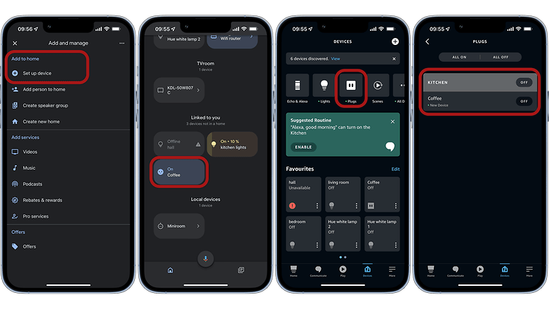 Screenshots displaying the smart plus setup process