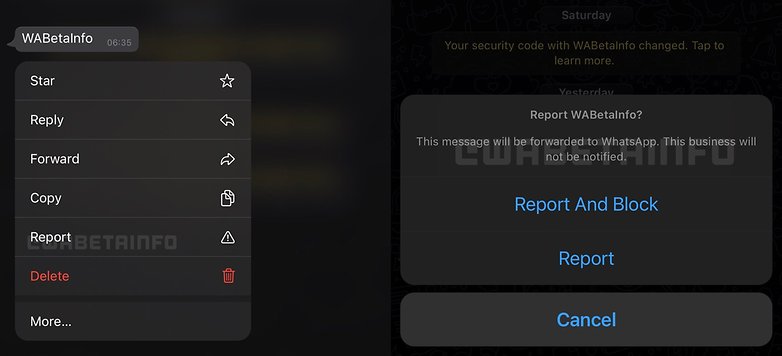 WA REPORT MESSAGE IOS