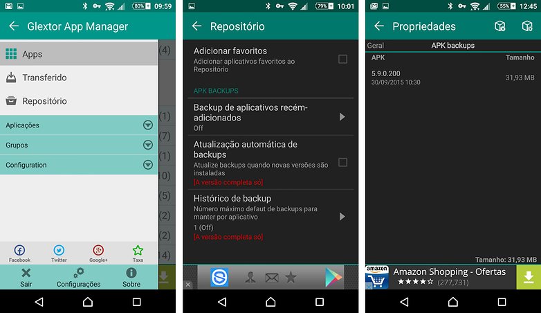 Glextor app manager backups