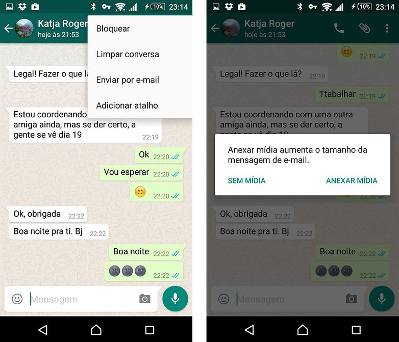 enviar conversa email whatsapp