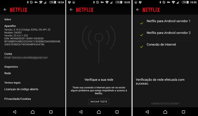 netflix diagnostico rede internet