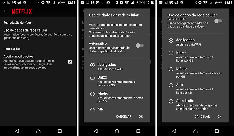 netflix uso dados celular