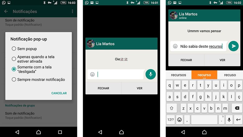 notificacao pop up whatsapp