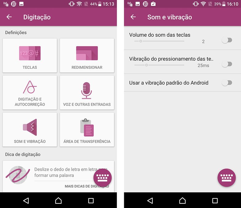 swiftkey bra vibracao