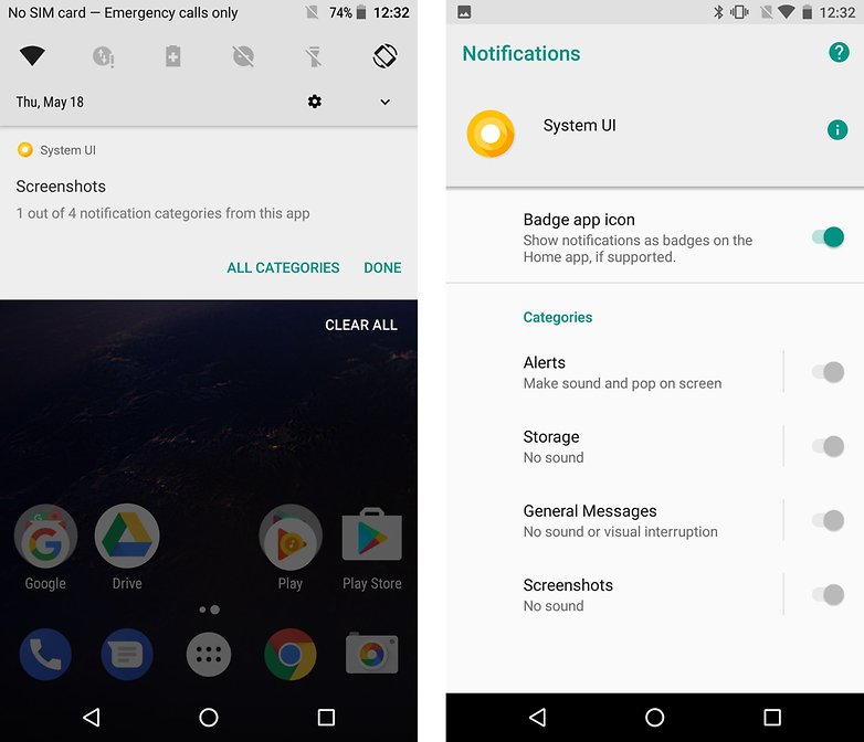 android o preview UI notifications w782