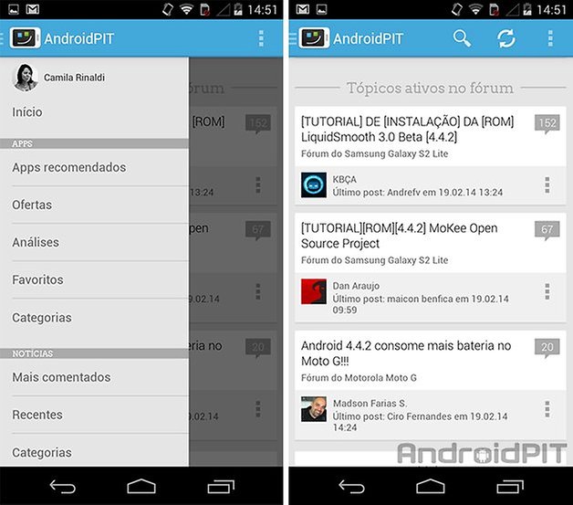 AndroidPIT app menu navegador