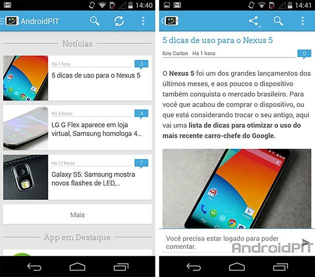 Androidpit app UI