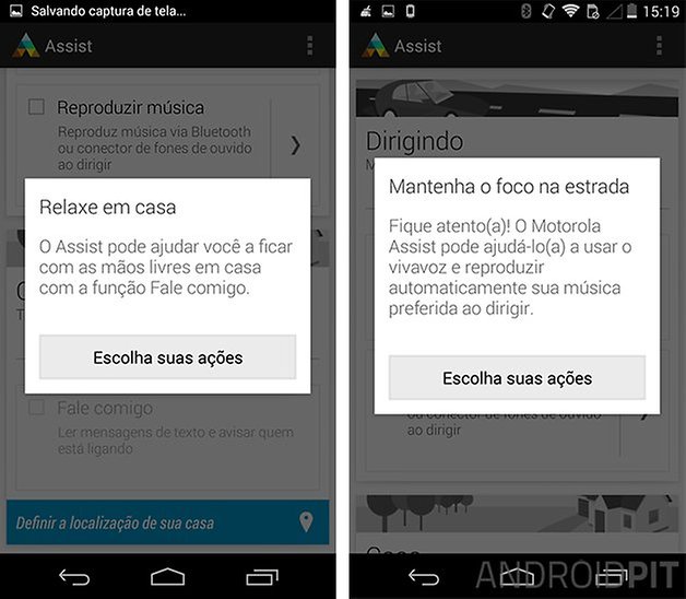 Assist moto g moto e modo dirigindo casa