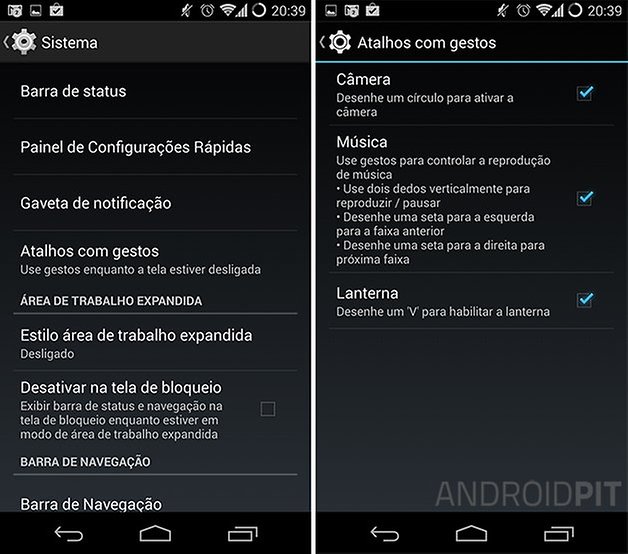 Atalhos gestos OnePlus One