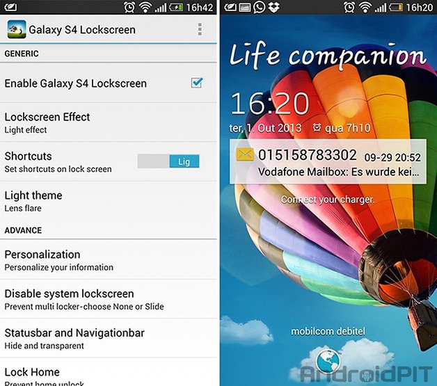 Galaxy s4 tela de bloqueio