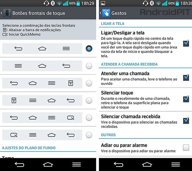 LG G2 botoes frontais gestos