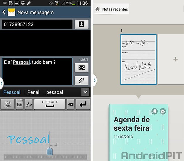 Note 3 entrada conteudo s pen
