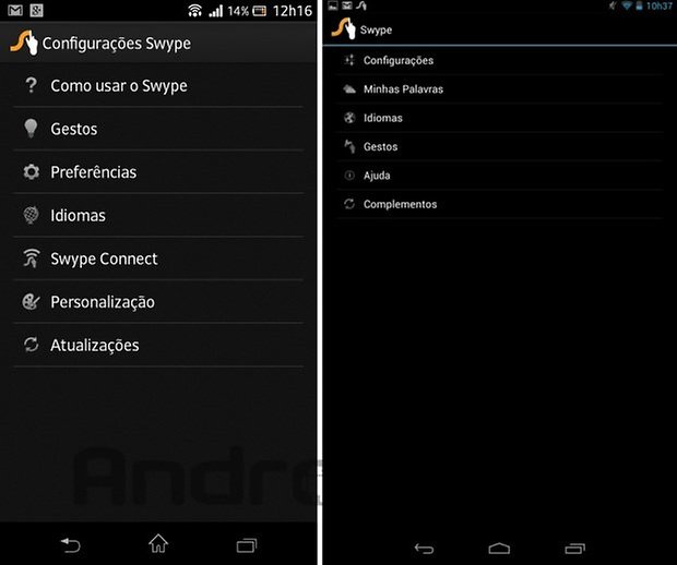 Swype configuracoes