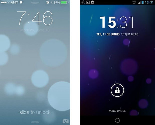 ios android tela de bloqueio