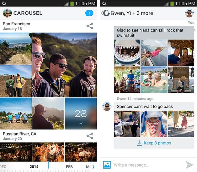 Carousel dropbox android chat