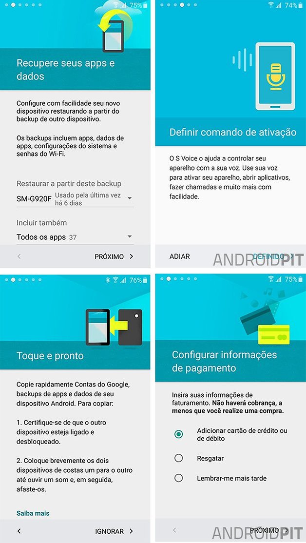 Galaxy S6 primeiras configuracoes