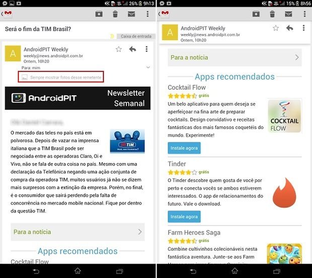 Gmail atualizacao android