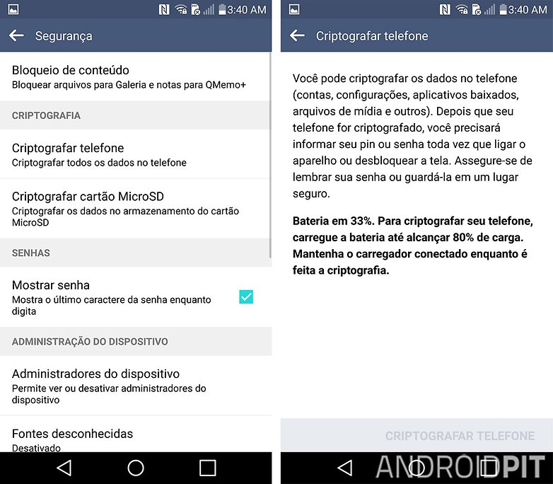 criptografar telefone memoria interna