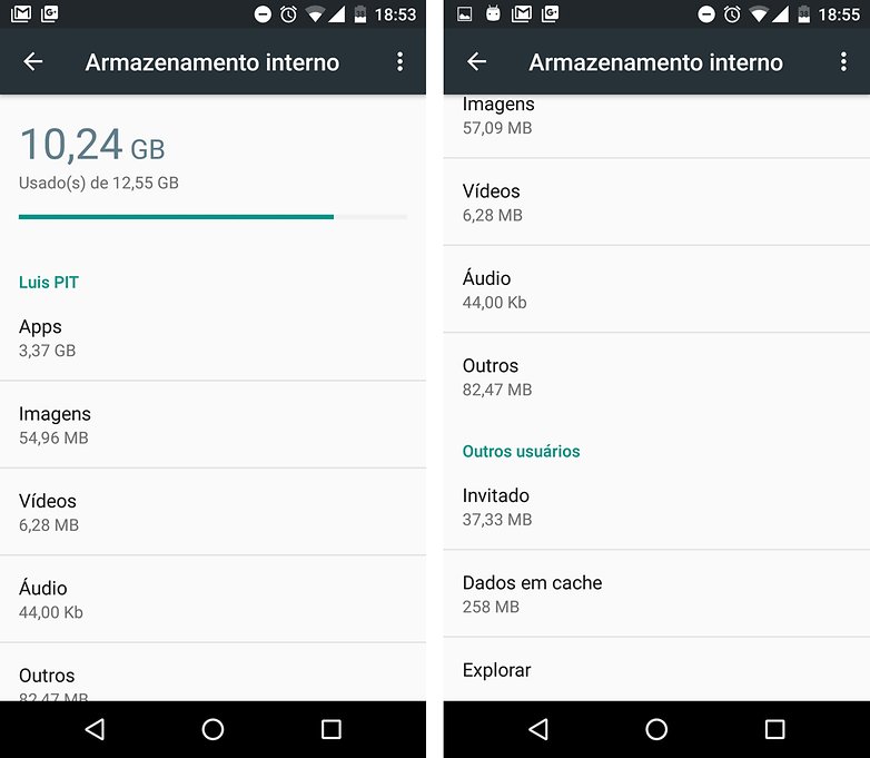 armazenamento memoria android m menu