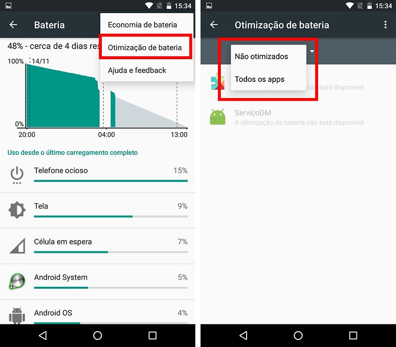 bateria otimizacao marshmallow