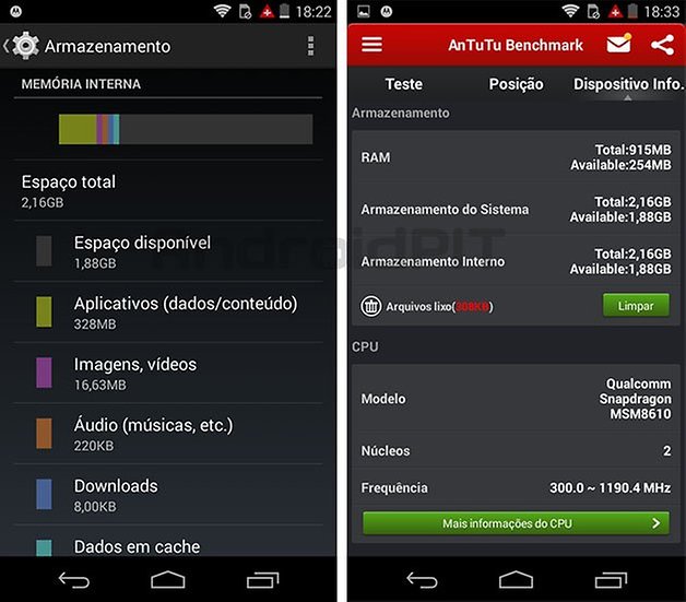Moto e memoria interna
