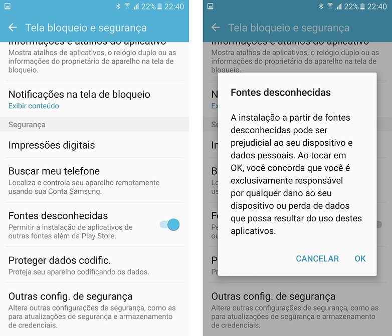 Galaxy s6 game launcher fontes desconhecidas
