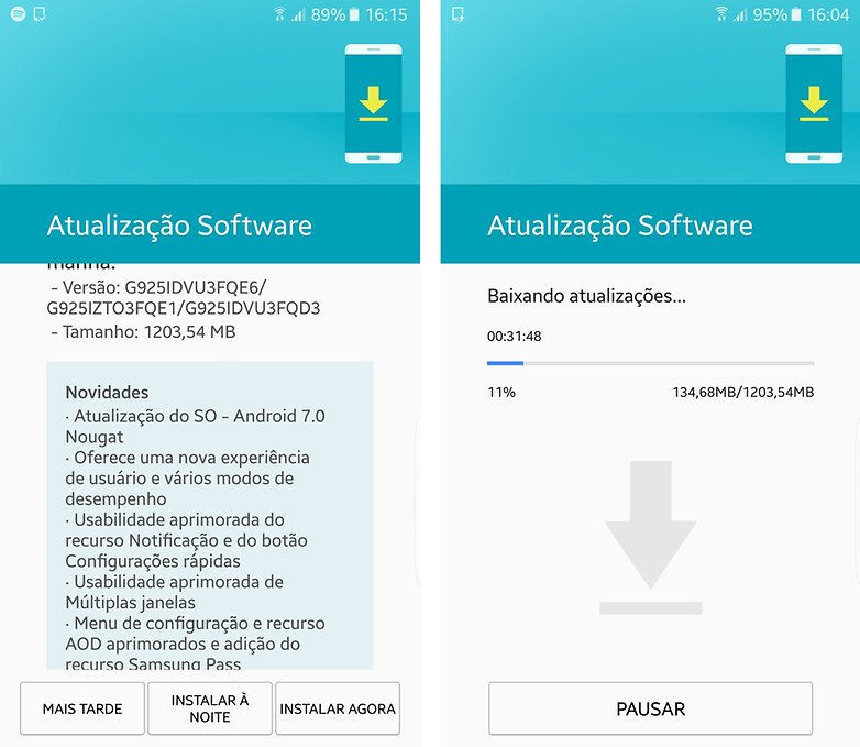 atualizacao galaxy s6 nougat