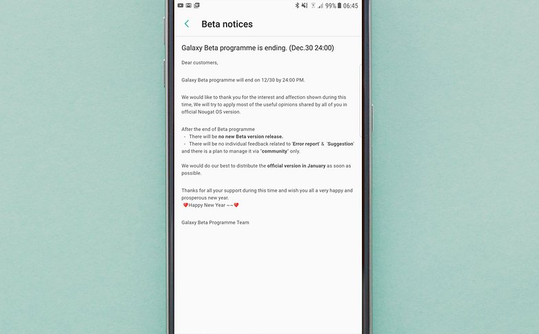 beta samsung nougat end