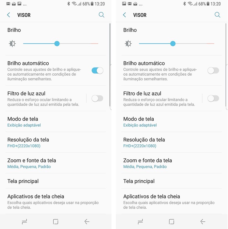 brilho tela s8