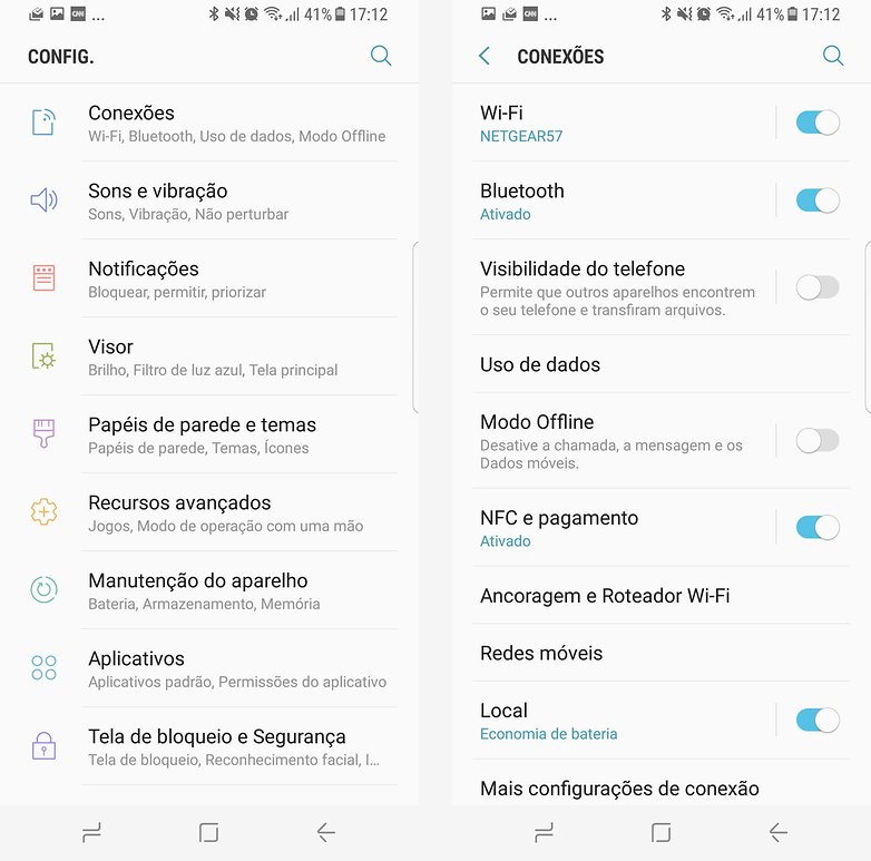 conexao galaxy s8 salvar bateria
