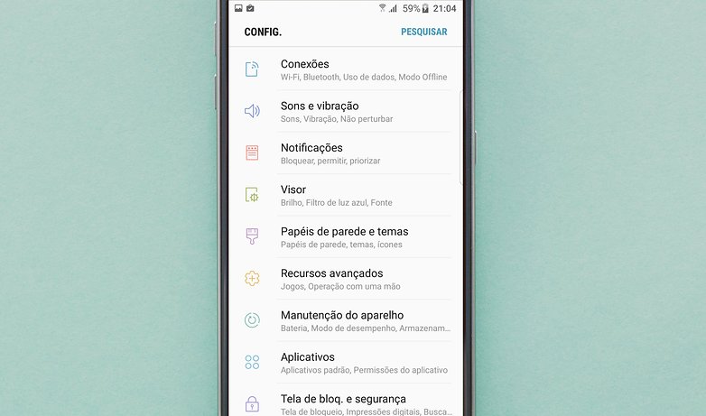 configuracoes nougat s7 edge