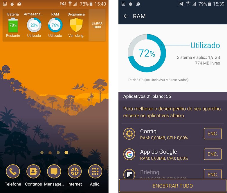 galaxy s6 ram gerenciamento