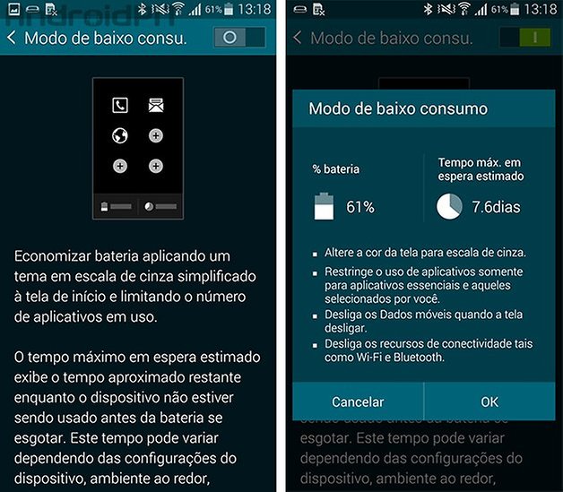 baixo consumo energia galaxy s5