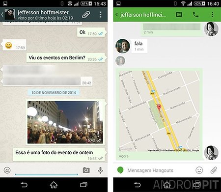 Чем отличается hangouts от whatsapp