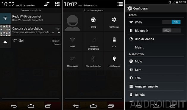 configuracoes atalhoes notificacoes moto x