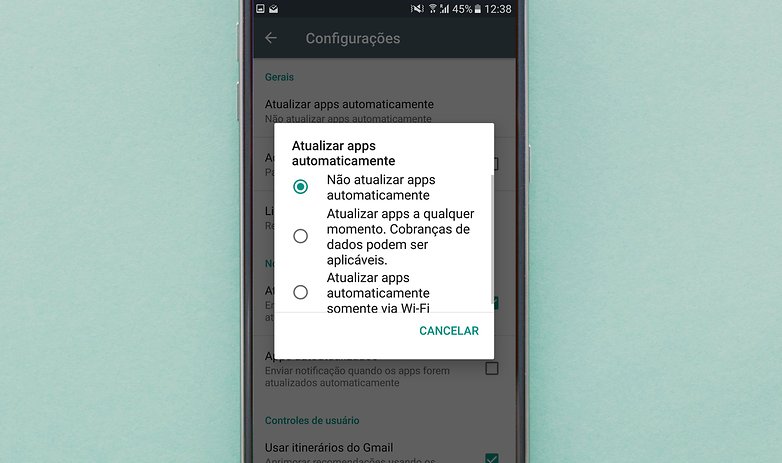 update app play store bateria