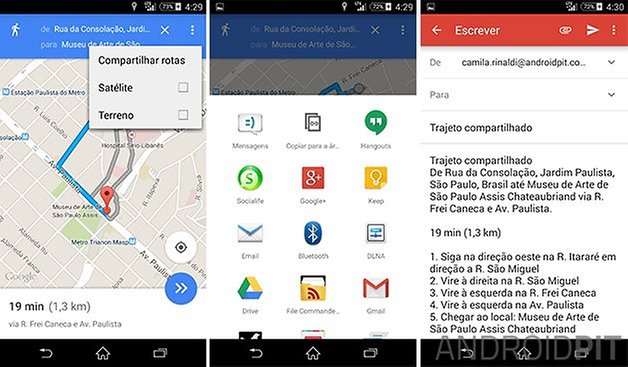 google maps compartilhar rotas