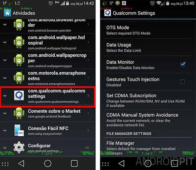 qualcomm settings moto g