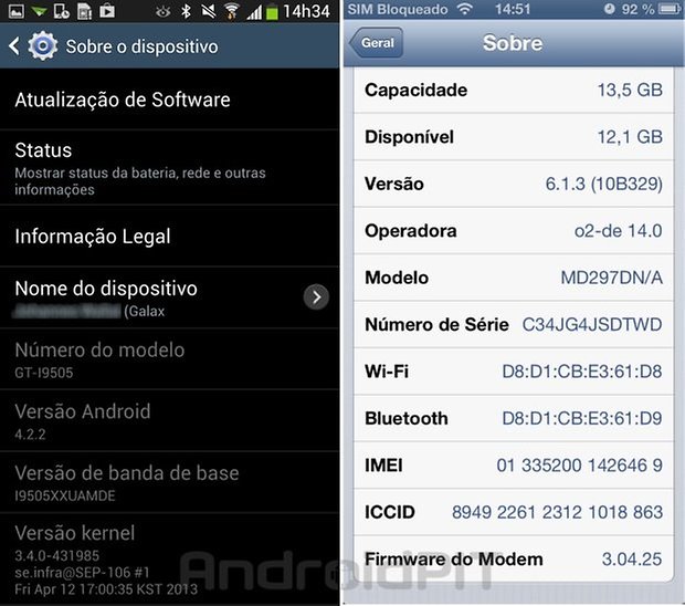 software coparison gs4 iphone5